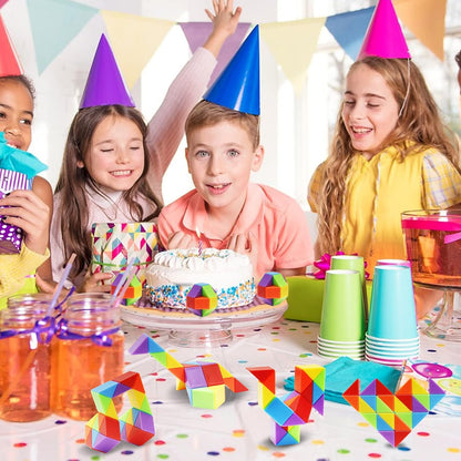 30 Pack Medium Snake Cube Fidget Toys Goodie Bag Stuffers for Kids, Treasure Box Toys for Classroom, Twist Puzzle for Party Favors, Birthday, Back to School Gifts, Stocking Stuffers for Kids