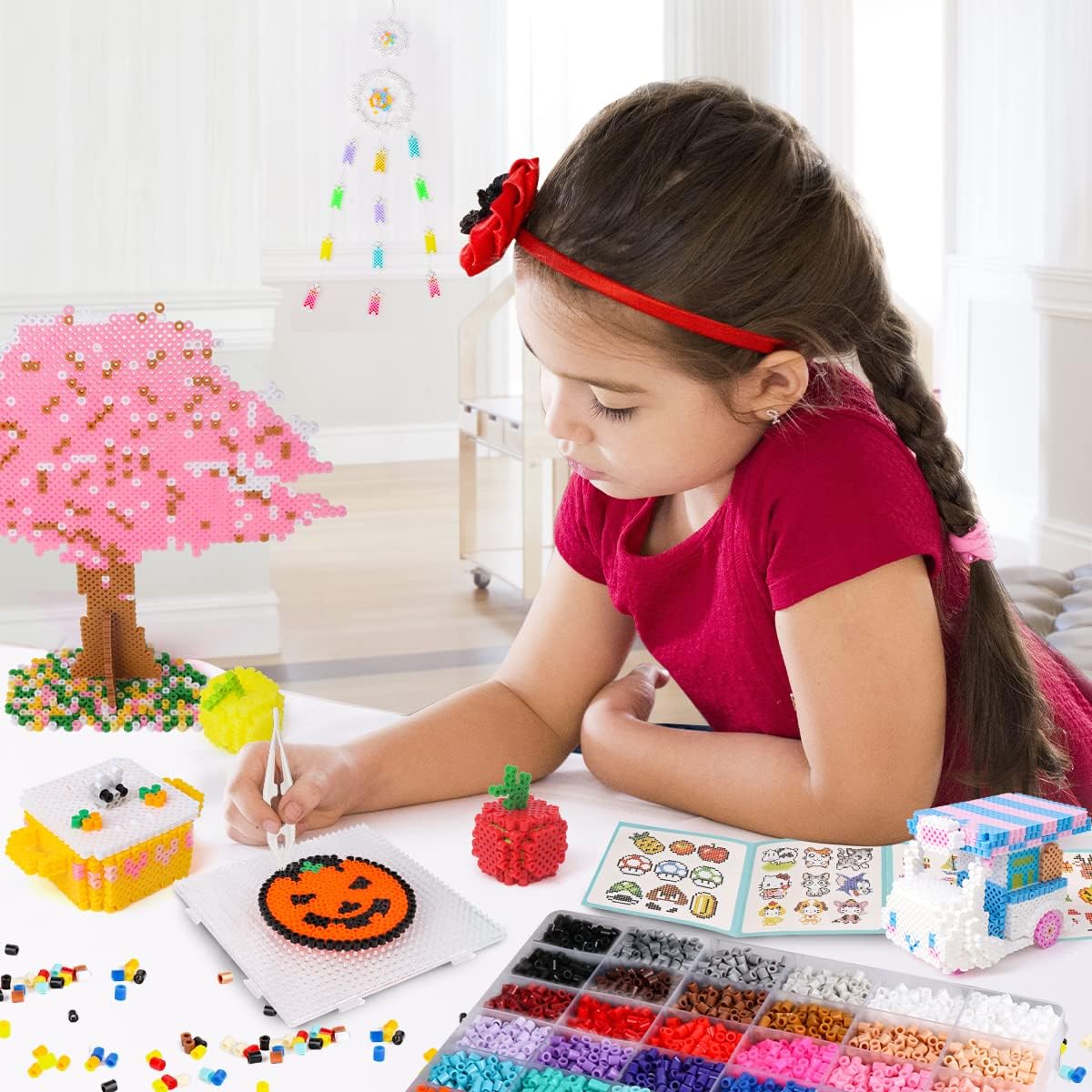 Meland Fuse Beads - 24000pcs Fuse Beads Kit for Kids, 24 Color 5MM Iron Beads Set with 4 Fluorescence Color, 6 Pegboards - Craft Kits Gifts for Birthday Christmas