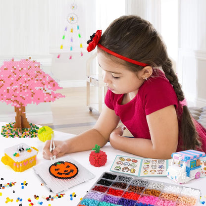 Meland Fuse Beads - 24000pcs Fuse Beads Kit for Kids, 24 Color 5MM Iron Beads Set with 4 Fluorescence Color, 6 Pegboards - Craft Kits Gifts for Birthday Christmas