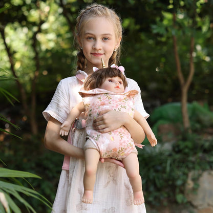 GAGAKU Baby Doll Carrier for Little Girls, Reborn Doll Accessories for Toddlers 3+ Years Old, Kids Toy Baby Dolls Sling Carrier - Pink - Moonflower