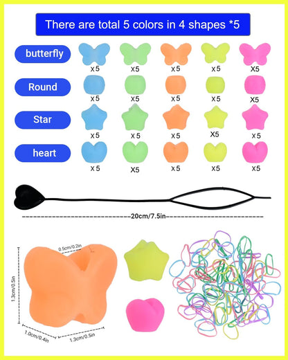 100 Pcs Silicone Beads for Hair,Soft Silicone Beads for Kids Girls with 5mm Hole,Colorful Rubber Bead for Braids Glow in The Dark Hair Ties Kit
