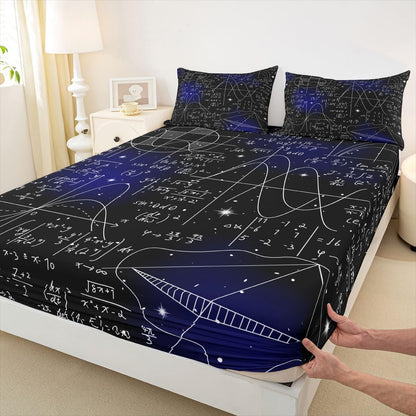 Erosebridal Chemistry Lab Fitted Sheet Twin Size Chemical Equation Bed Sheets for Boys Girls Chemical Elements Science Theme Bed Set Teens Kids Science Students Bedding Set School Dorm Room Decor