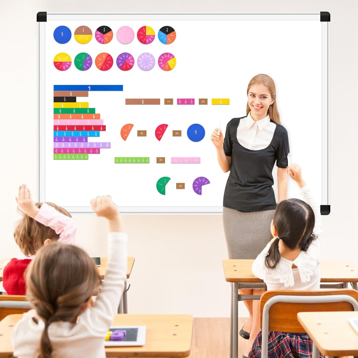 Meetory 134 Pcs Magnetic Fraction Tiles & Fraction Circles - Math Manipulatives for Preschool Elementary School Educational Resources Classroom Educational Kit