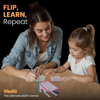 Math Flash Cards for Kids Ages 5–8 | Addition, Subtraction, Multiplication & Division | 4-Pack Complete Math Learning Set | Reusable Cards with Rings & Markers | Math Facts & Times Tables Practice