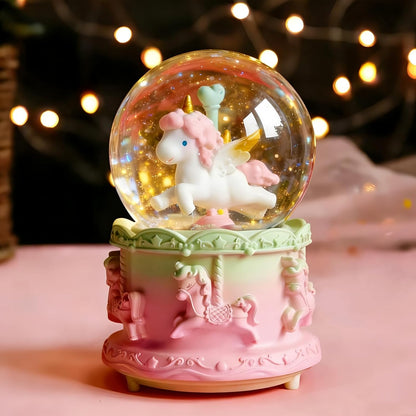 Unicorn Snow Globes for Girl,6.5IN Pink Music Snowglobes with LED Lights and Automatic Snowfall,Home Decor Glass Ball for Kids Bedroom Birthday for 5-18 Year Old Girl(6.5x4.1IN