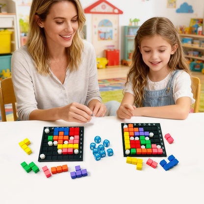 STEM Puzzle Game The Brain Square With 160000+ Solutions Pattern Matching Blocks Brain Teaser Toy Roll Dice & Race Your Opponent to Fill Grid Travel Game for Kids & Teens Back To School Birthday Gift
