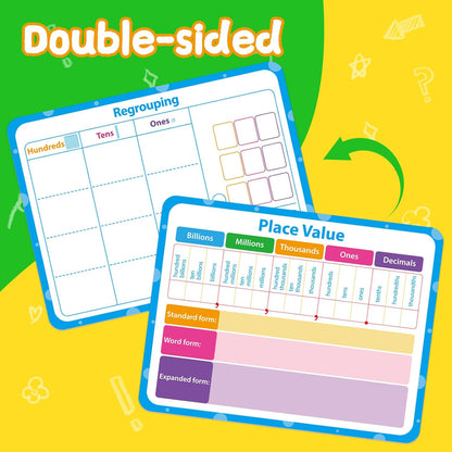12 Pack Double Sided Value Chart Dry Erase Board,12" x 9" Multiplication Flash Cards,Math Manipulatives Small White Board for Kids,Math Games Chart for Preschool Learning,Homeschool Essentials