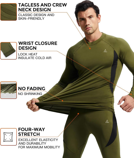CL convallaria Thermal Underwear Long Johns Set Mens Winter Gift Hunting Gear Sport Base Layer Bottom Top - Colors A