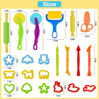 LCY WEDSHI Dough Tool Set, 9 Pcs Dough Tools Sets for Kids Ages 4-8, Dough Accessories Includes Cutters Roller, Rolling Pins, Safety Scissors, Plastic Knife, Plastic Rollers