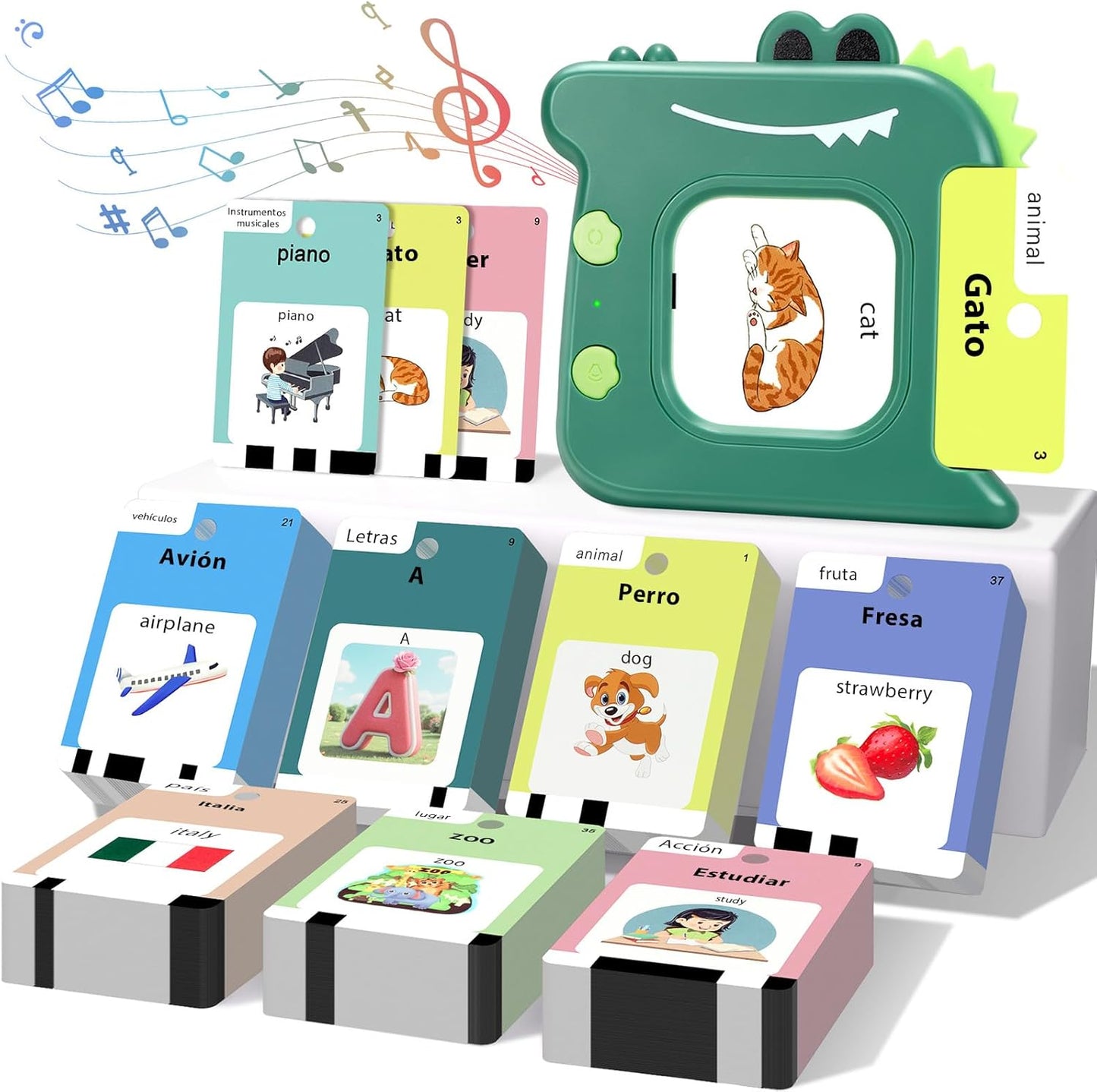 Spanish and English Talking Flash Cards for Toddlers 1 2 3 4 5 6 Year Olds, 420 Sight Words, Montessori Learning Toys, Pocket Speech Therapy Toys, Sensory Preschool Educational Birthday Gift