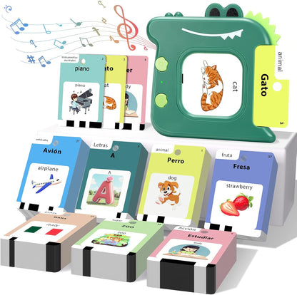 Spanish and English Talking Flash Cards for Toddlers 1 2 3 4 5 6 Year Olds, 420 Sight Words, Montessori Learning Toys, Pocket Speech Therapy Toys, Sensory Preschool Educational Birthday Gift