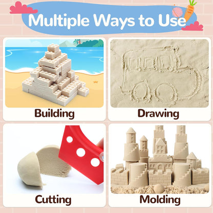 Crelloci House Building Play Sand Toys, House Mold 1.7lbs Magic Sand 4 Tools & Dog Slide Model, Construction Sensory Toy Magnetic Sand Set, Gift for Kids Boys Girls Age 3-8