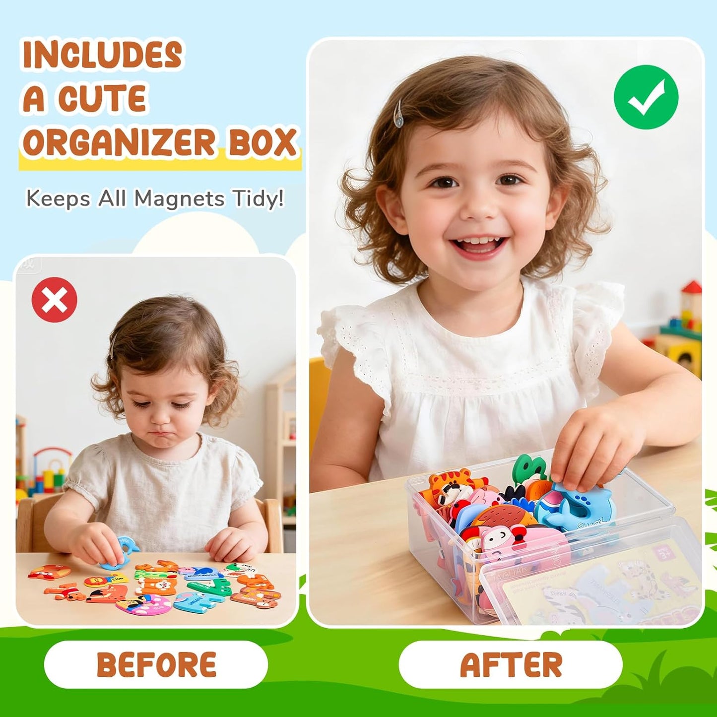 JoyCat Magnetic Letters and Numbers Fridge Magnets, Soft PVC Learning Refrigerator Toy Set for Kids & Toddlers, 26 Animal Alphabet Letters and 0-9 Numbers, Birthday Gifts for Baby Boys and Girls