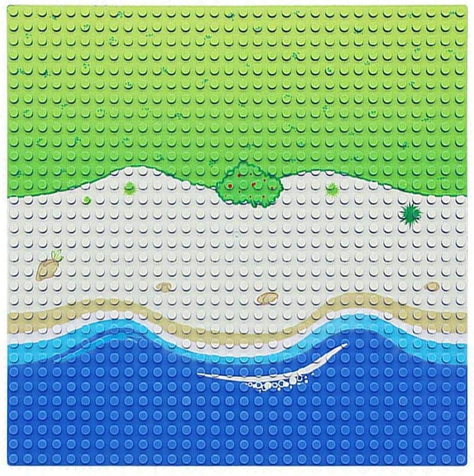 Feleph Classic Blue Baseplate for City Beach Road, Ocean Island Street Water Base Plate 10 x 10 Inches, Pirates Sea Toy Kit for Building Bricks Compatible with All Major Brands (Straight 4PCS)