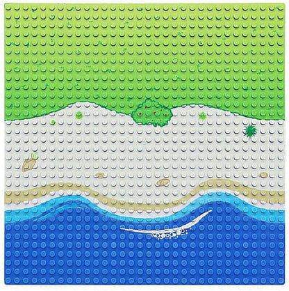 Feleph Classic Blue Baseplate for City Beach Road, Ocean Island Street Water Base Plate 10 x 10 Inches, Pirates Sea Toy Kit for Building Bricks Compatible with All Major Brands (Straight 4PCS)