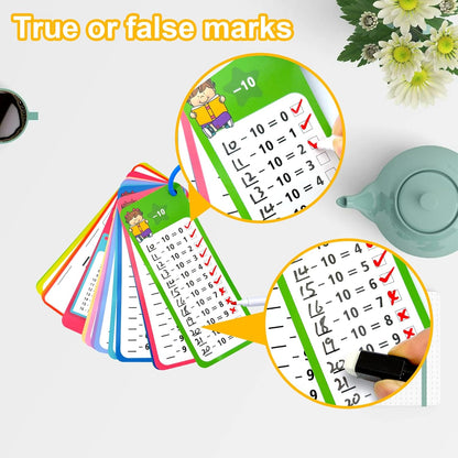 1-12 Math Flash Cards with 6 Dry Erase Pens, 15Pcs Big Multiplication Flash Cards + 36 Pcs Random Double-Sided Multiplication Practice Cards, Educational Math Flashcards for Kids Ages 6+