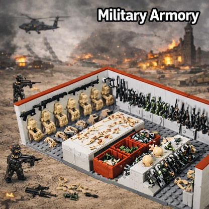 ELEFOCUS WW2 Military Base Building Blocks Set – 520 PCS Army Weapons Pack with SWAT Gear, Miniguns, Custom Guns, and 10 Soldier Figures – Kids Army Playset Compatible with Major Brands