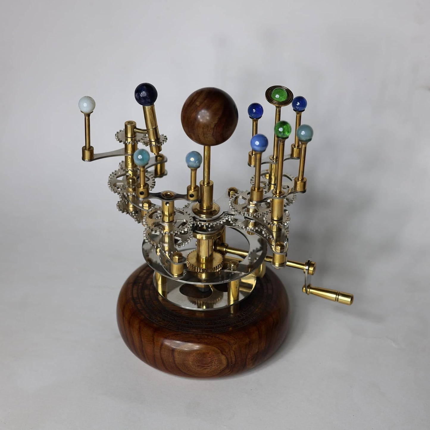 Luxury Vintage Brass Orrery – Exquisite Brass Planetary Gear Mechanism | Astronomical Desk Ornament | Solar System Model (8" Mercury, Venus, Earth, Mars, Uranus & Moons)