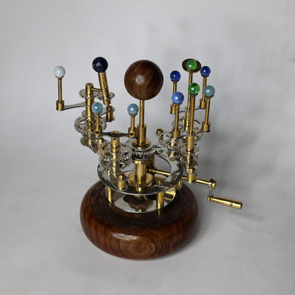 Luxury Vintage Brass Orrery – Exquisite Brass Planetary Gear Mechanism | Astronomical Desk Ornament | Solar System Model (8" Mercury, Venus, Earth, Mars, Uranus & Moons)