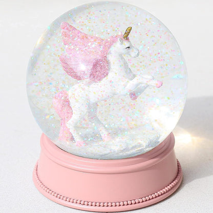 Flamingo Snow Globe for Adults, Christmas Snow Globes for Girls Kids Women, 100MM Glitter Snowglobe Gifts for Valentines Halloween Birthday Table Decor