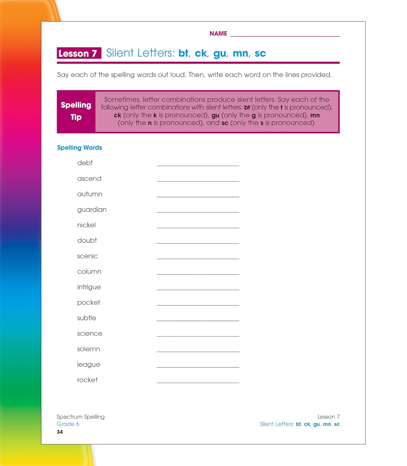 Spectrum Spelling Workbook Grade 6, Ages 11 to 12, Grade 6 Spelling, Handwriting Practice with 6th Grade Spelling Root Words, Prefixes, Suffixes, and Grammar Workbook - 160 Pages