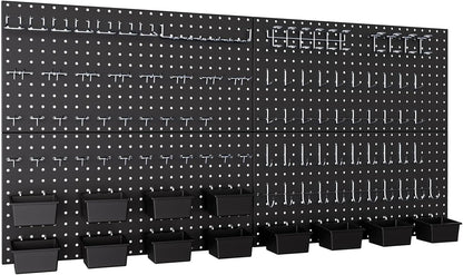 INCLY 158PCS Metal Pegboard Wall Organizer, 48x24 Inch White Pegboard Panels Tool Organizer Kit with Accessories Hooks and Bins, Peg Board Utility Tool Storage for Garage Workbench Shed