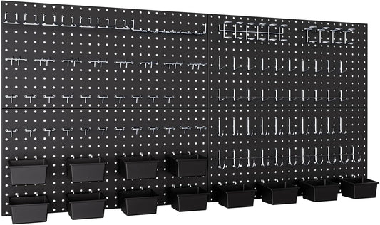 INCLY 158PCS Metal Pegboard Wall Organizer, 48x24 Inch White Pegboard Panels Tool Organizer Kit with Accessories Hooks and Bins, Peg Board Utility Tool Storage for Garage Workbench Shed