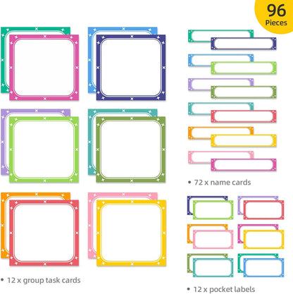 REGELETO Small Group Management Pocket Chart with 96 Cards Classroom Jobs Chart Small Group Organizer and on Task for School Teacher Homeschool Learning Supplies (Black)