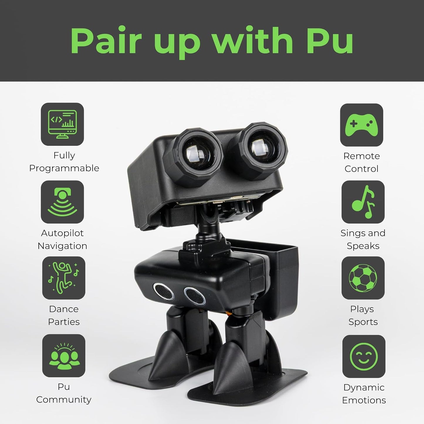 Robot PU – Adorable Micro:bit Humanoid | STEM Toy | Programmable, Interactive & Upgradable | Walks, Dances, Talks & Sings | Self-Balancing | Remote & Autopilot | 30+ Free Online Classes