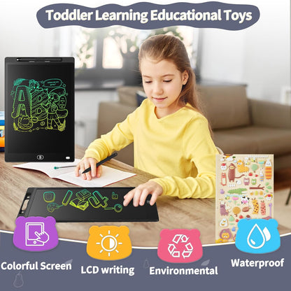 [2 Pack] Genialba LCD Writing Tablet 12-Inch Colorful Doodle Board, Toddler Learning Educational Toys Gifts for 3-8 Years Old Girls and Boys, Electronic Drawing Pad for Kids (Pink&Blue)