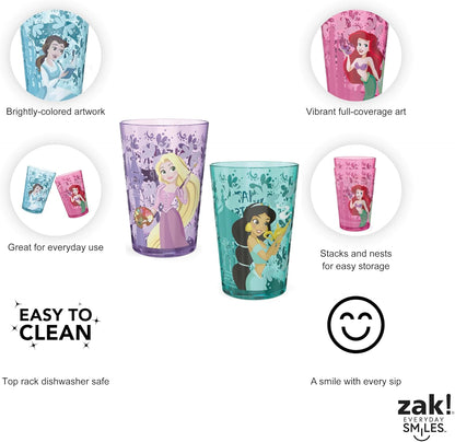 Zak Designs 14.5oz Disney Frozen 2 Nesting Tumbler Set Includes Durable Plastic Cups, Fun Drinkware is Perfect for Kids, 4pk (14.5oz, Anna & Elsa & Olaf)