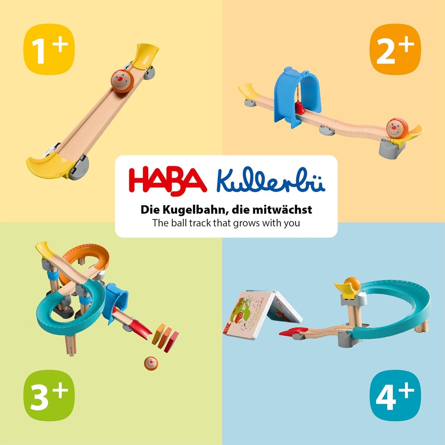 HABA Kullerbü Step-by-Step Marble Run - Clever Click System for Stable Fun - Marble Run from 12 Months - Can be Combined with All Kullerbü Tracks - 2012252001