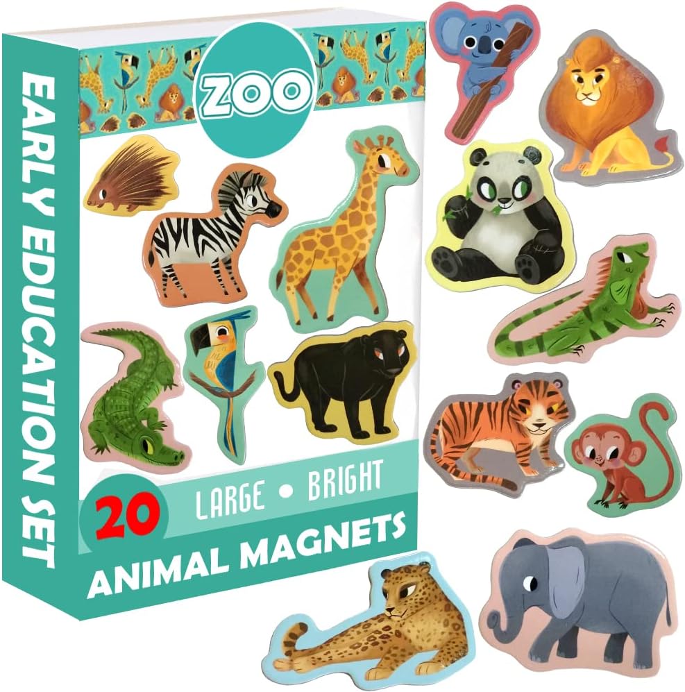 25 Fridge Magnets for Toddlers - Birds Photo Kids Magnets for Refrigerator – Real Magnetic Animals for Children – Big Realistic Magnet for Kids - Learning Toy Set - Baby Educational Gift