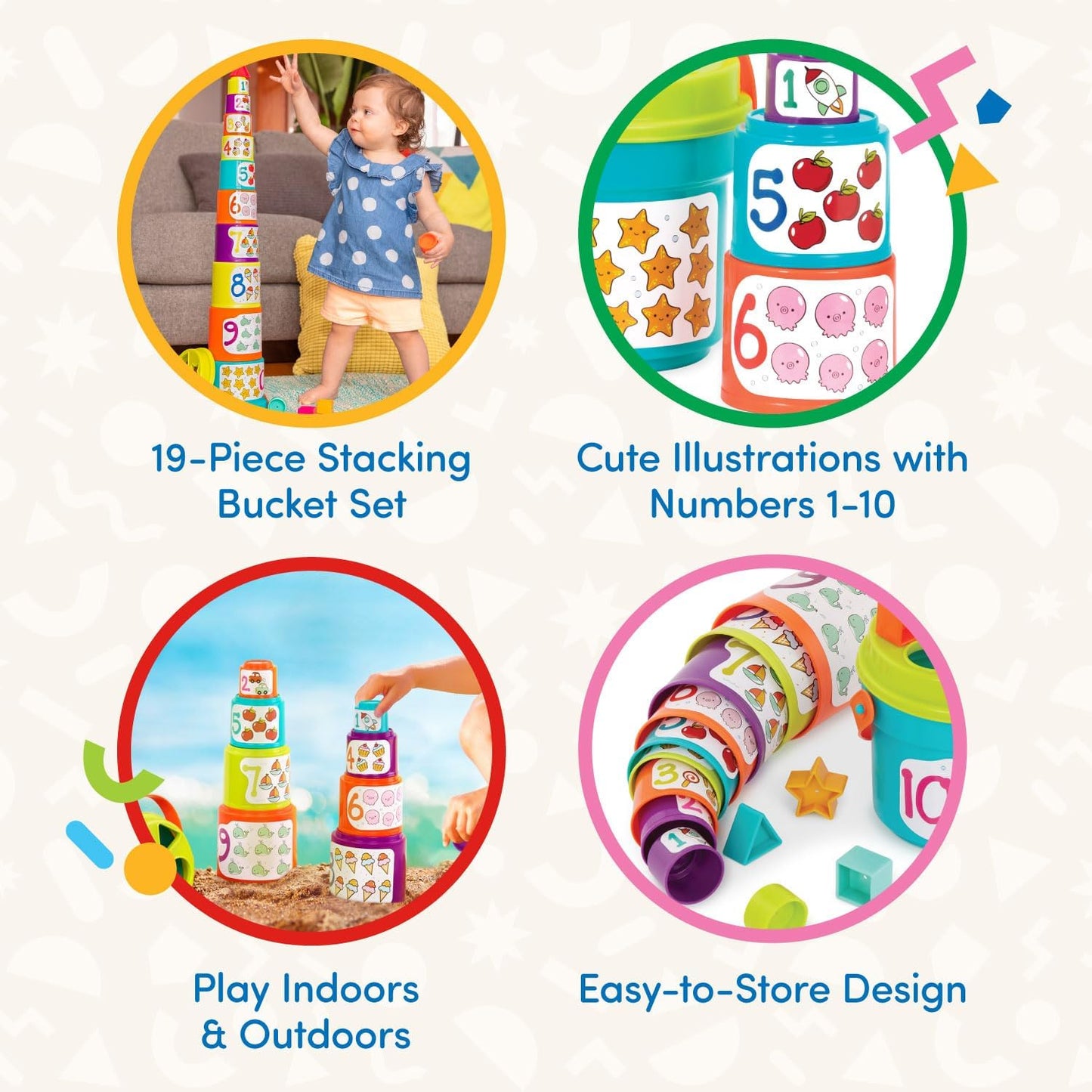 Battat – Toddler Peg Board – Stacking Peg Board Set – Fine Motor Skills Toy – Therapy Toy, 31 Pieces – 2+ Years – Count & Match Pegboard