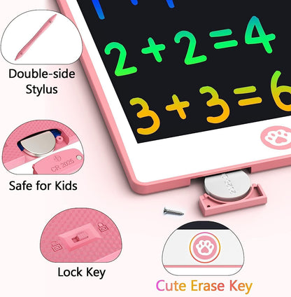 Hockvill LCD Writing Tablet for Kids 16 Inch, Toys for Girls Boys Drawing Pad for 3 4 5 6 7 Year Old Kids Toys, Christmas Birthday Gift for Kids, Toddler Doodle Board Travel Essentials - Pink
