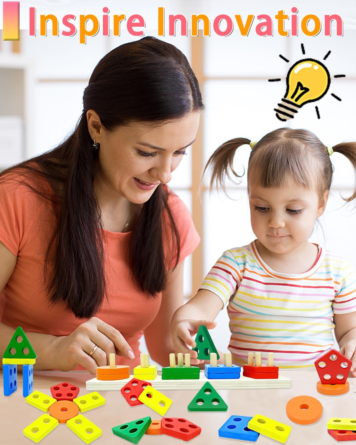 Maaacute Montessori Toys for 1 2 3 Year Old Boys Girls, Toddler Toys Age 2-4, 10 Pack Wooden Animal Blocks Sorting & Stacking Education Toddler Puzzles Toy,1 2 3 Year Old Girl Boy Birthday Gifts
