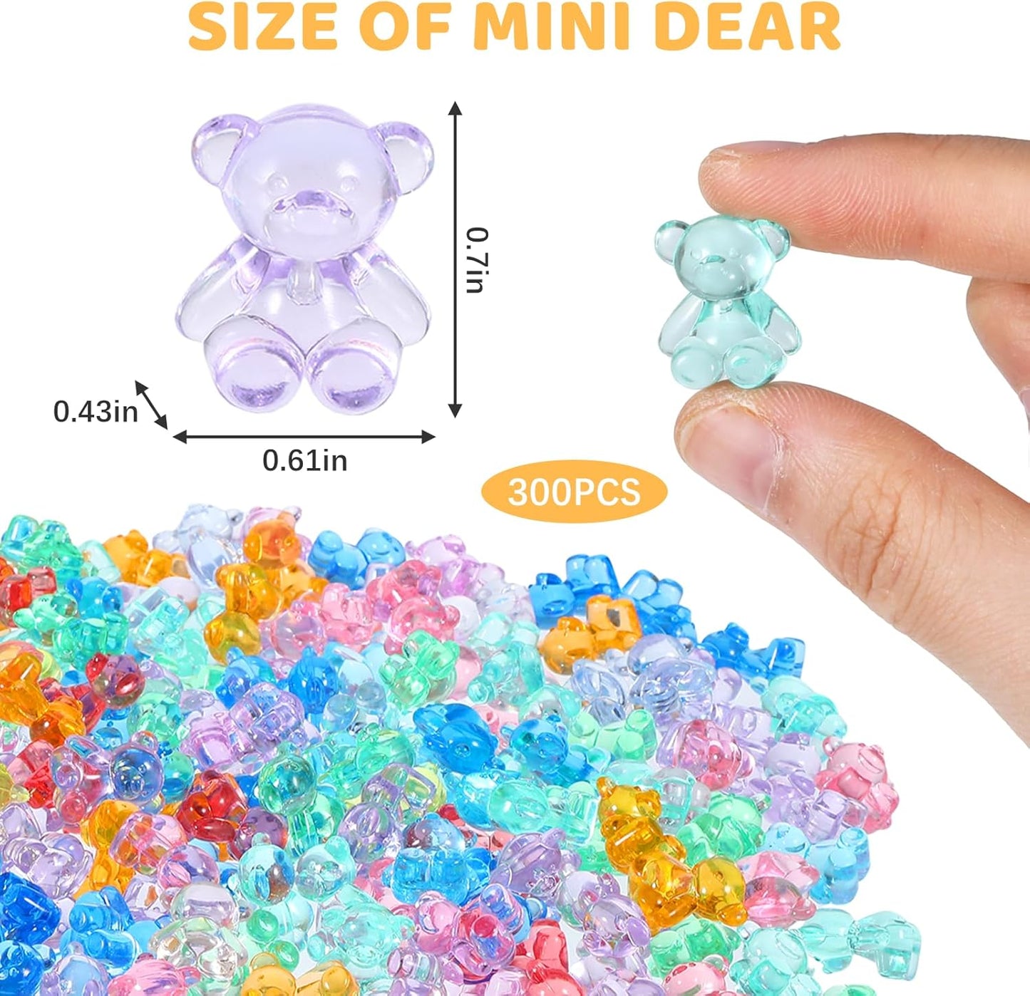 300Pcs Mini Resin Animals, Counting Bears Small Resin Tiny Mini Animals Figures to Hide Figurines in Bulk Sorting Bears, Counting Bear Math Manipulatives Small Trinkets Miniature Figurines for Desk