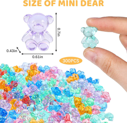 300Pcs Mini Resin Animals, Counting Bears Small Resin Tiny Mini Animals Figures to Hide Figurines in Bulk Sorting Bears, Counting Bear Math Manipulatives Small Trinkets Miniature Figurines for Desk