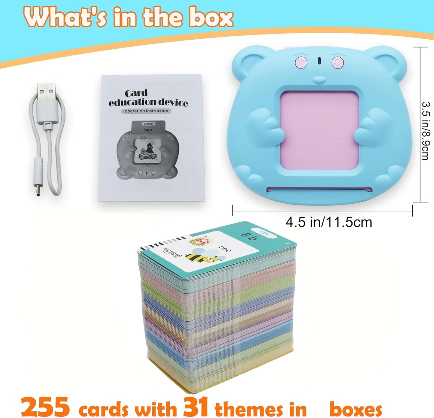 Spanish & English 510 Words Alphabet Bilingual Talking Flash Cards for 3-8 Years Toddlers, Pocket Speech Buddy Therapy Autism Toys, Educational Learning Interactive Toy for Boys Girls Kids Gifts Blue