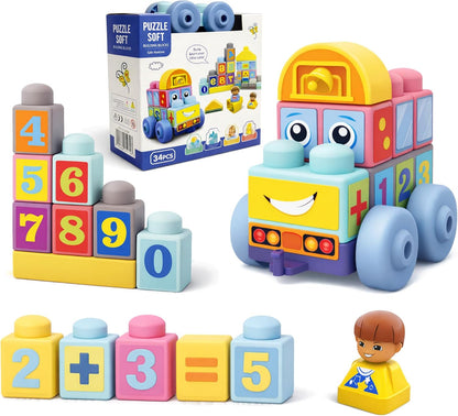 Soft Building Blocks for Toddlers, Large Building Blocks Stacking Blocks for Babies 6 Months and Up Stem Toddler Gifts, Teething Toys, 40 PCS