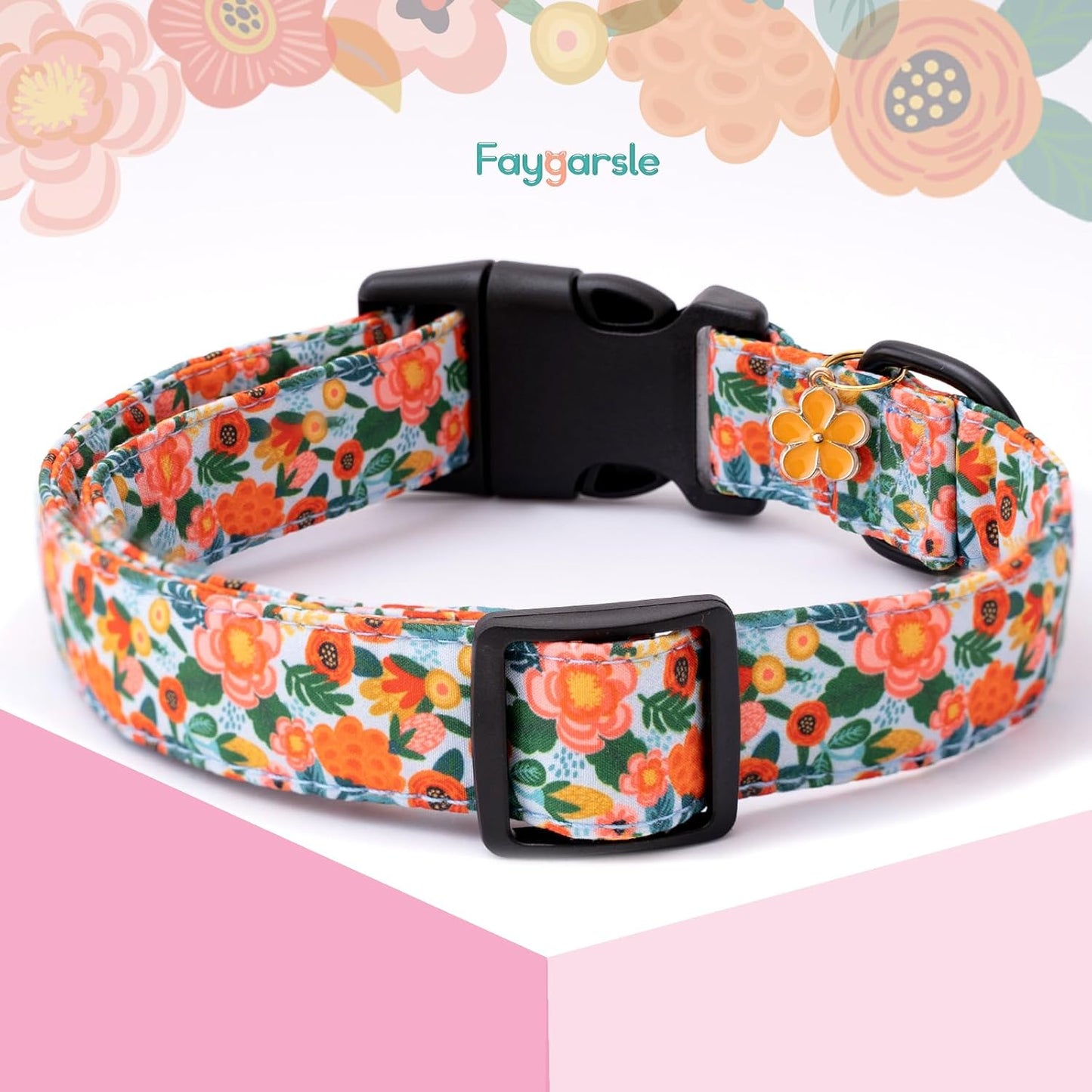 Faygarsle Dog Collar for Small Medium Large Dogs Colorful Puppy Collars for Female Dogs Toy Building Blocks Patterned Pet Collars for Summer Spring Wedding Puppy Girl Dog Collar M