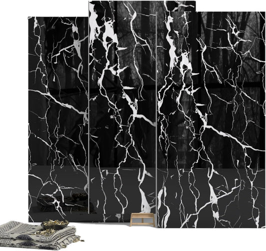 20-Pack Peel and Stick Gilded White Marble Tiles (11.8" x 11.8") – 19.4 Sq. Ft. Waterproof PVC Shower & Backsplash Tiles for Bathroom, Kitchen, and Living Room – Self-Adhesive, Easy Installation