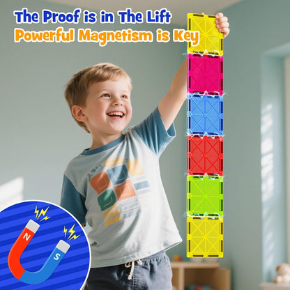 42PCS Mini Magnetic Tiles Travel Set with Iron Storage Box - Portable STEM Building Blocks for Kids 3-8, Montessori Educational Magnet Toys for Airplane, Car Rides & On-The-Go Play