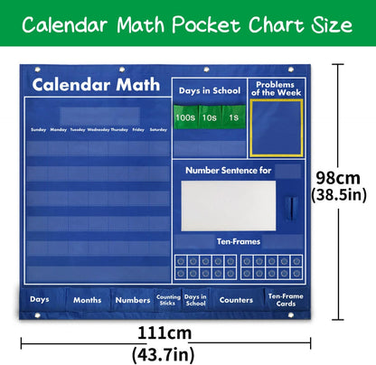 Circle Time Learning Center Pocket Chart for Classroom, Dry Erase Alphabet & Number Flash Cards, Write ABC Letter Tracing Writing Practice Games for Kids, Learning Weather Counting Color Shape