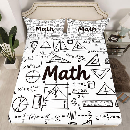 Erosebridal Chemistry Lab Fitted Sheet Twin Size Chemical Equation Bed Sheets for Boys Girls Chemical Elements Science Theme Bed Set Teens Kids Science Students Bedding Set School Dorm Room Decor