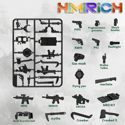 Weapons Pack Military Toy Set Building Blocks Model for Soldier Figures, Army Equipment Gear Kit Pieces and Parts Accessories Compatible with Major Brand