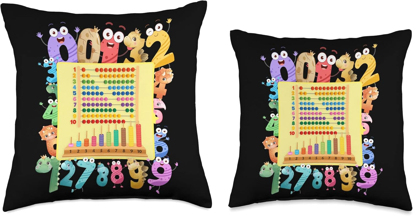 Dinosaur Numbers Idea For Kids & Teachers Maths Abacus Throw Pillow