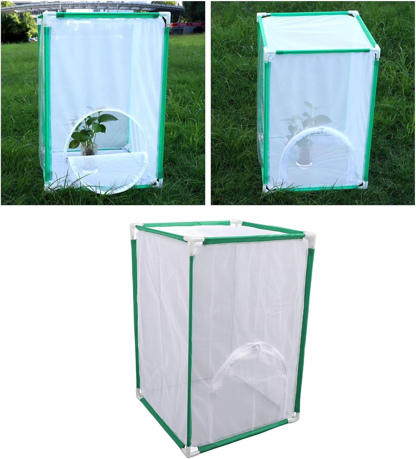 Clear Mesh Butterfly Enclosure, Transparent View Butterfly Habitat Sturdy Frame Chameleon Cage for Exploration Observation Small Creature Care