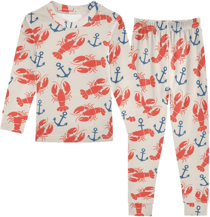 ALAZA Shark Starfish Palm Tree 2 Piece Pajama Set Long Sleeve Top and Pants Sleepwear Unisex - Colors B
