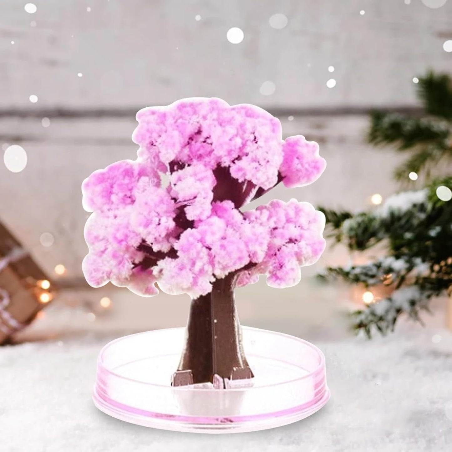 Christmas Decor Crystal Growing Kit, Mini Flower Tree Crystal Growing Cherry Blossom Paper Trees Toys Desk Decor for Kids on Birthday, Christmas Style 2